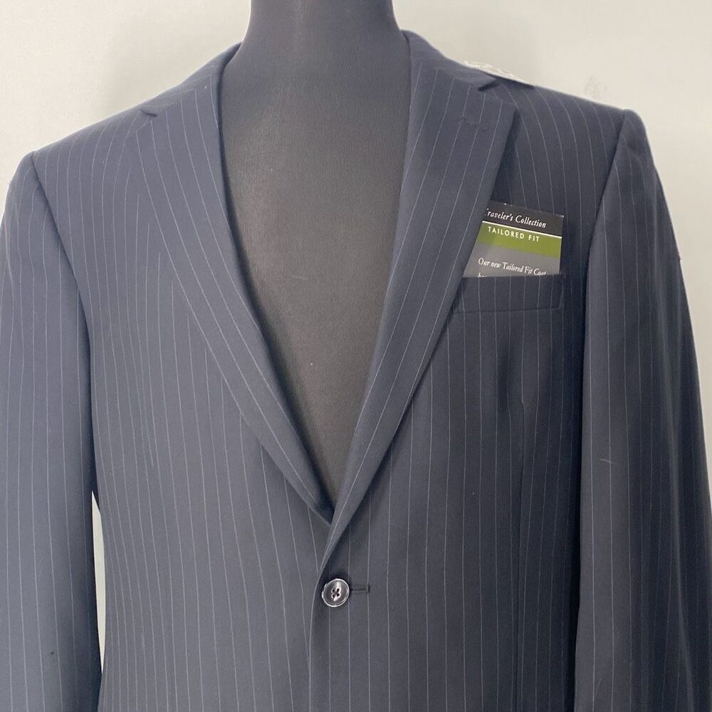 New Jos.A Bank Traveler’s Collection Men's Jacket Pants Suit 2 Piece Black *FLAW - Picture 7 of 17